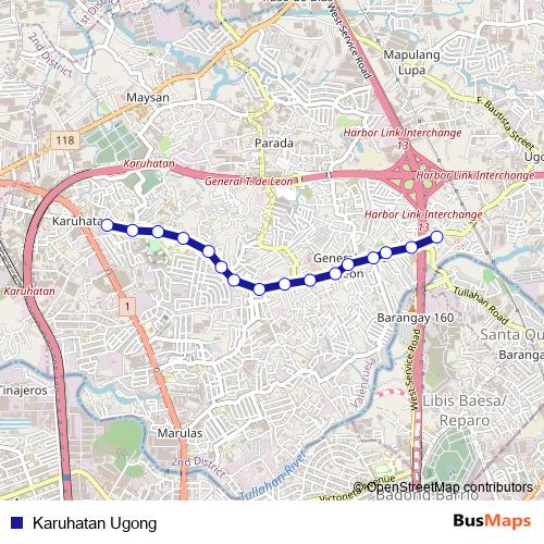 Karuhatan Ugong bus Line Map