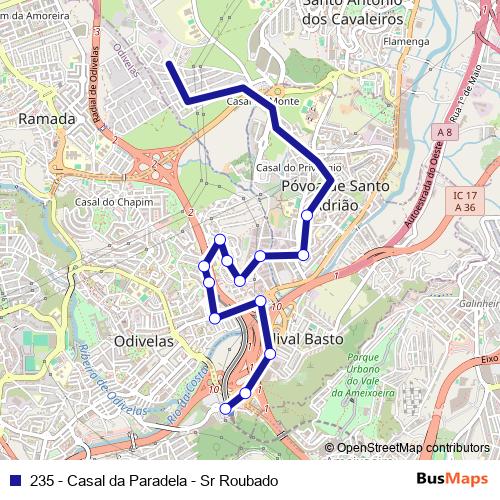 235 - Casal da Paradela - Sr Roubado bus Line Map