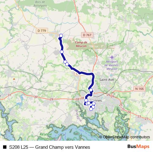 S208 L25 bus Line Map