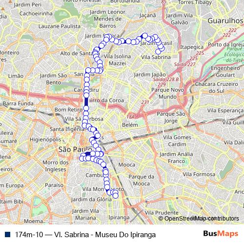 174m-10 bus Line Map