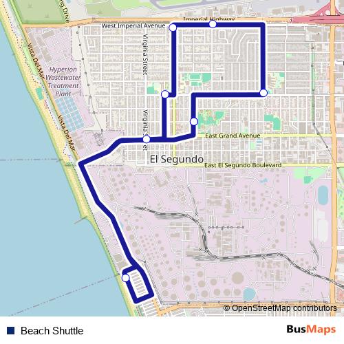 Beach Shuttle bus Line Map