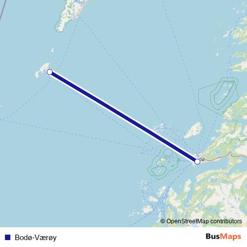 Bodø-Værøy air Line Map