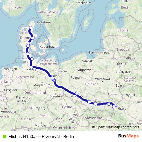 Flixbus N150a bus Line Map