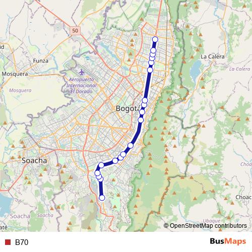 B70 bus Line Map