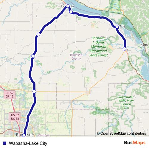 Wabasha-Lake City bus Line Map