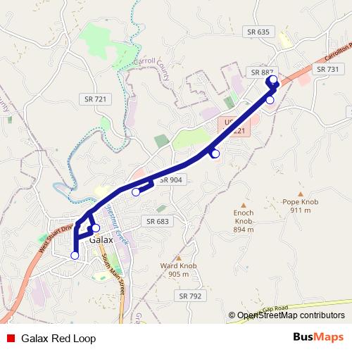 Galax Red Loop bus Line Map