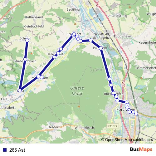 265 Ast bus Line Map