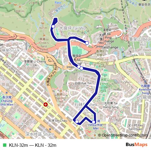 KLN-32m bus Line Map