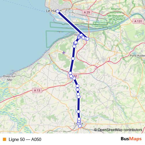 Ligne 50 bus Line Map