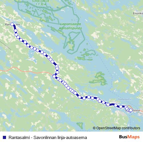 Rantasalmi - Savonlinnan linja-autoasema bus Line Map