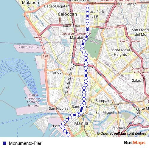 Monumento-Pier bus Line Map