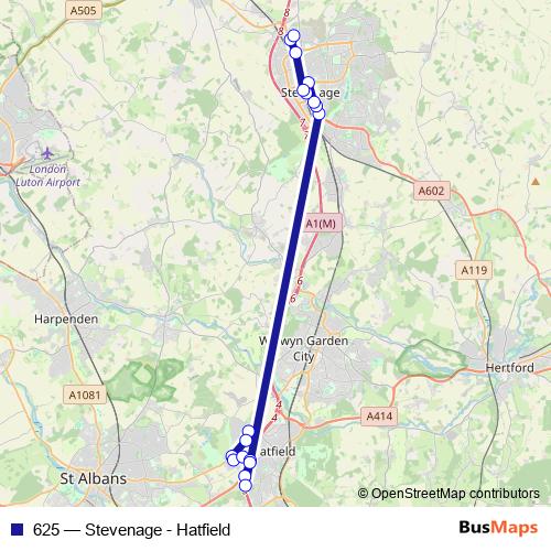 625 bus Line Map