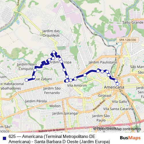 625 bus Line Map