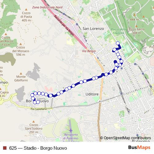 625 bus Line Map