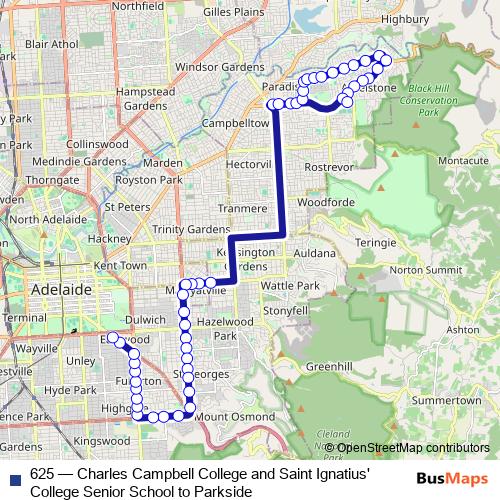 625 bus Line Map