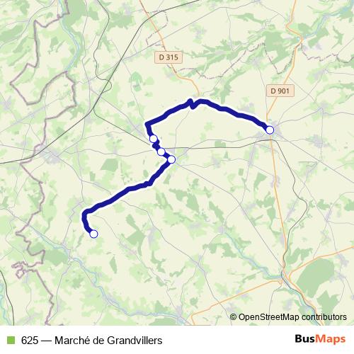 625 bus Line Map