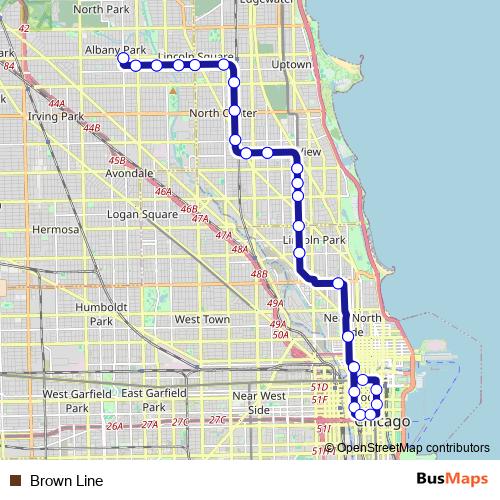 Brown Line metro Line Map