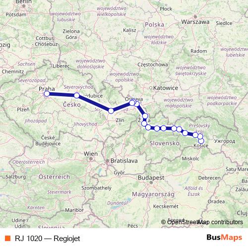 RJ 1020 rail Line Map