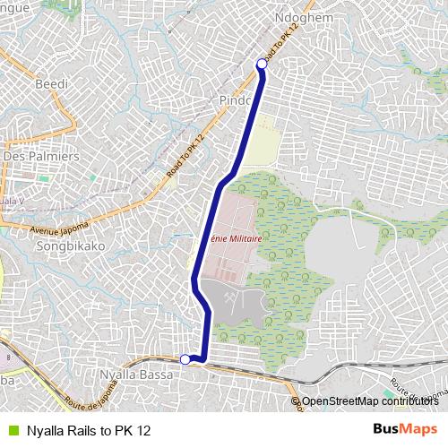 Nyalla Rails to PK 12 bus Line Map