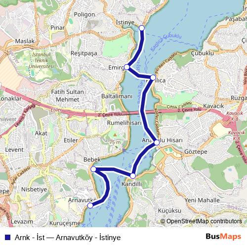 Arnk - İst ferry Line Map