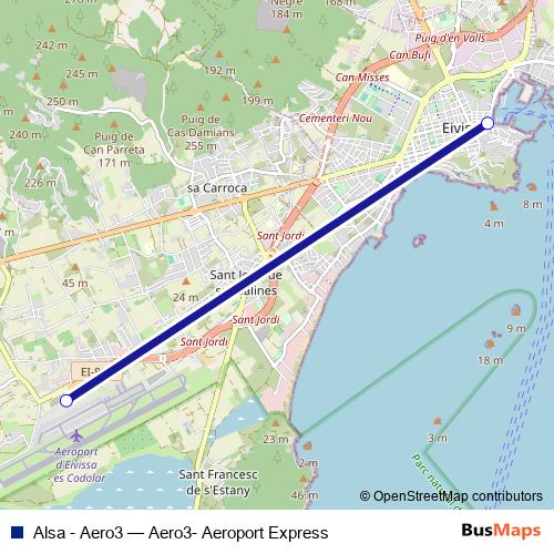 Alsa - Aero3 bus Line Map