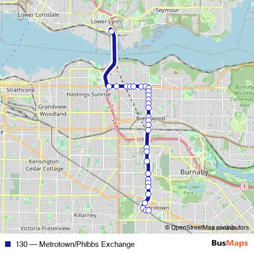 130 bus Line Map