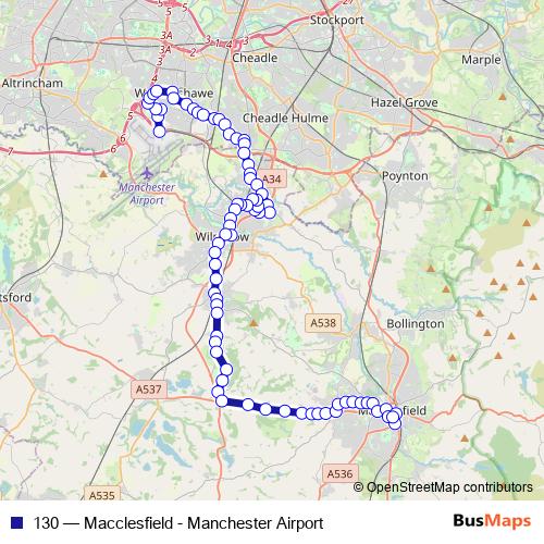 130 bus Line Map