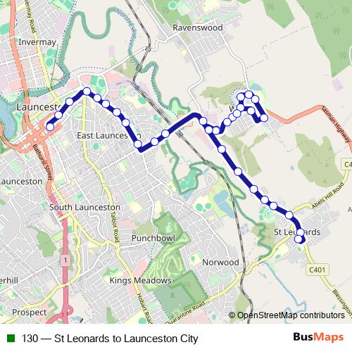 130 bus Line Map