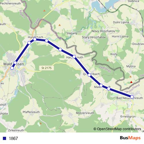 1867 bus Line Map