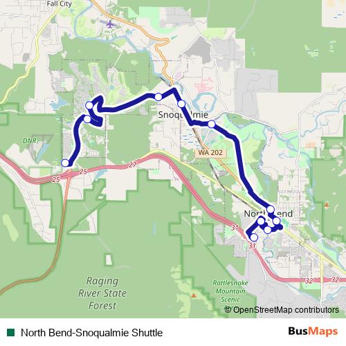North Bend-Snoqualmie Shuttle bus Line Map