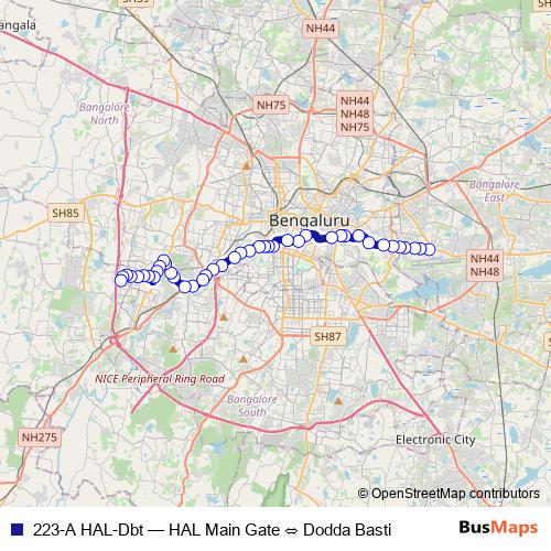 223-A HAL-Dbt bus Line Map