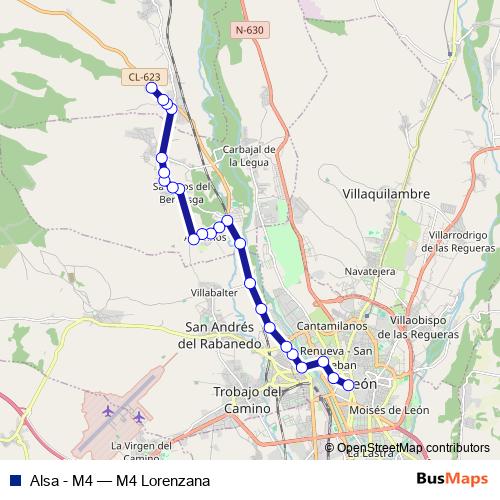 Alsa - M4 bus Line Map