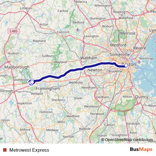 Metrowest Express bus Line Map