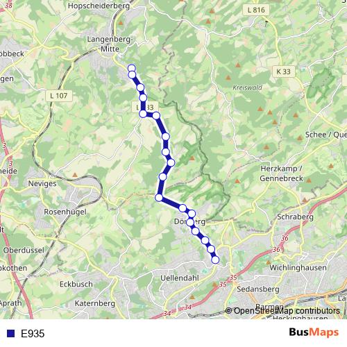 E935 bus Line Map