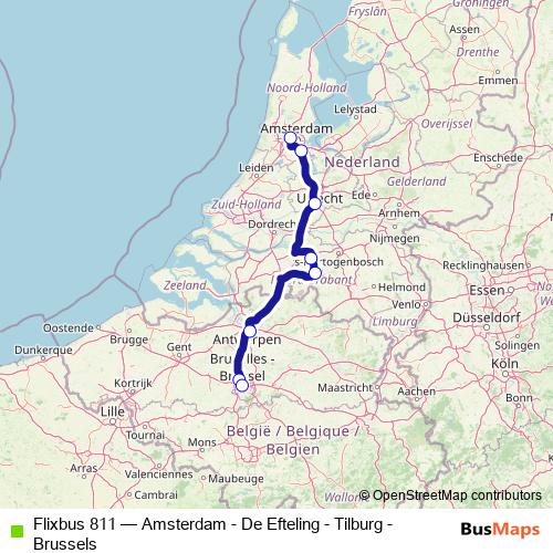 Flixbus 811 bus Line Map