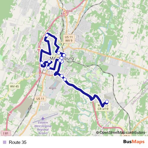 Route 35 bus Line Map