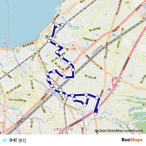 寺町 [61] bus Line Map