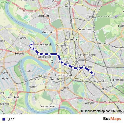 U77 metro Line Map