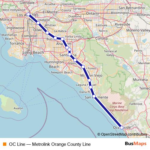 OC Line rail Line Map