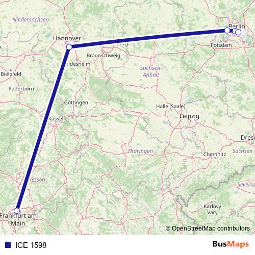 ICE 1598 rail Line Map