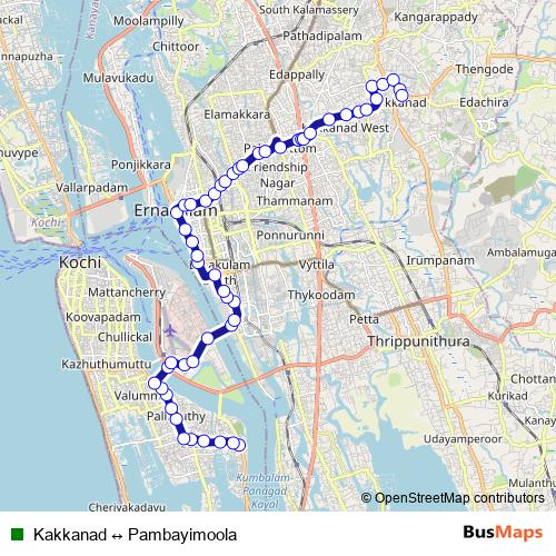 Kakkanad ↔ Pambayimoola bus Line Map