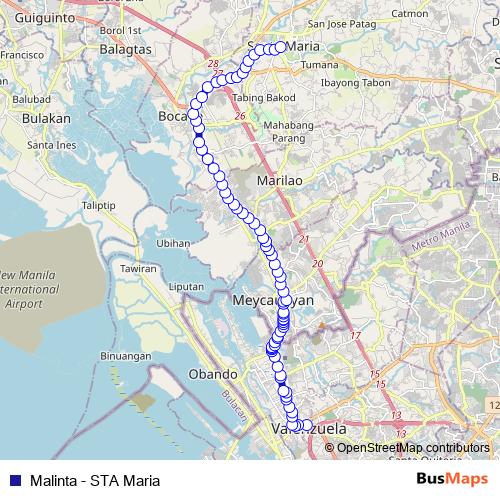 Malinta - STA Maria bus Line Map