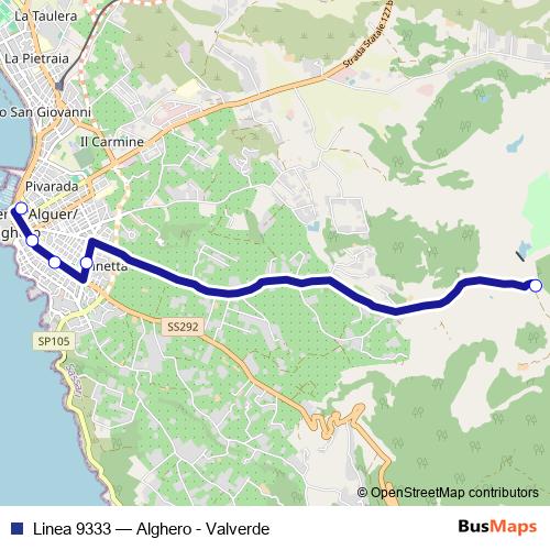 Linea 9333 bus Line Map