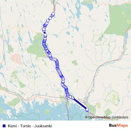Kemi - Tornio - Juoksenki bus Line Map