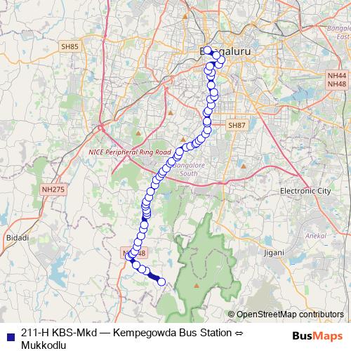 211-H KBS-Mkd bus Line Map