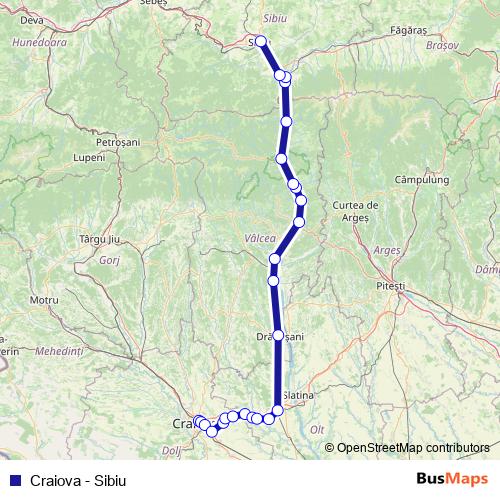 Craiova - Sibiu rail Line Map