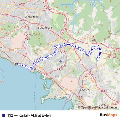 132 bus Line Map