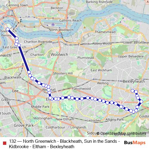 132 bus Line Map