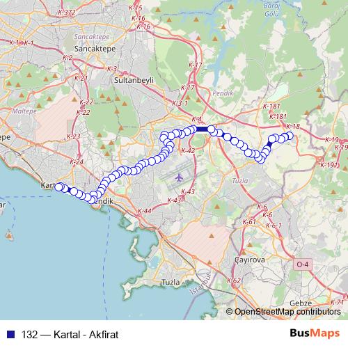 132 bus Line Map