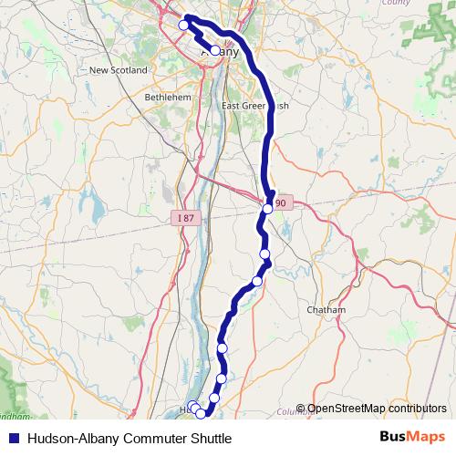 Hudson-Albany Commuter Shuttle bus Line Map